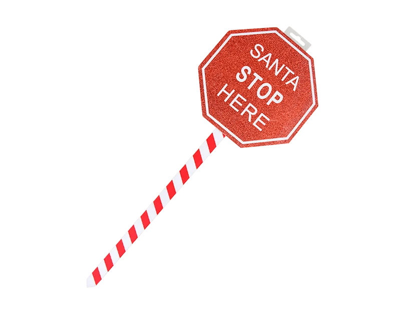Santa Stop Here Sign 57.5 x 20 cm - MODA FLORA Santa's Workshop