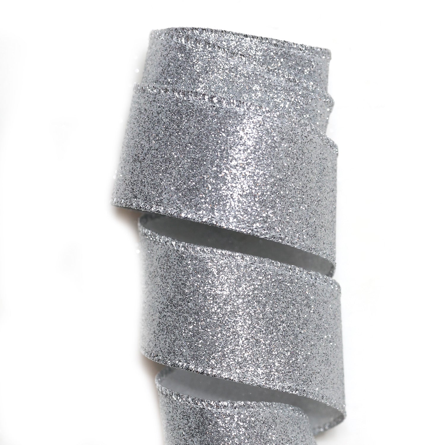 38mm x 5M Silver Glitter Ribbon 3805002