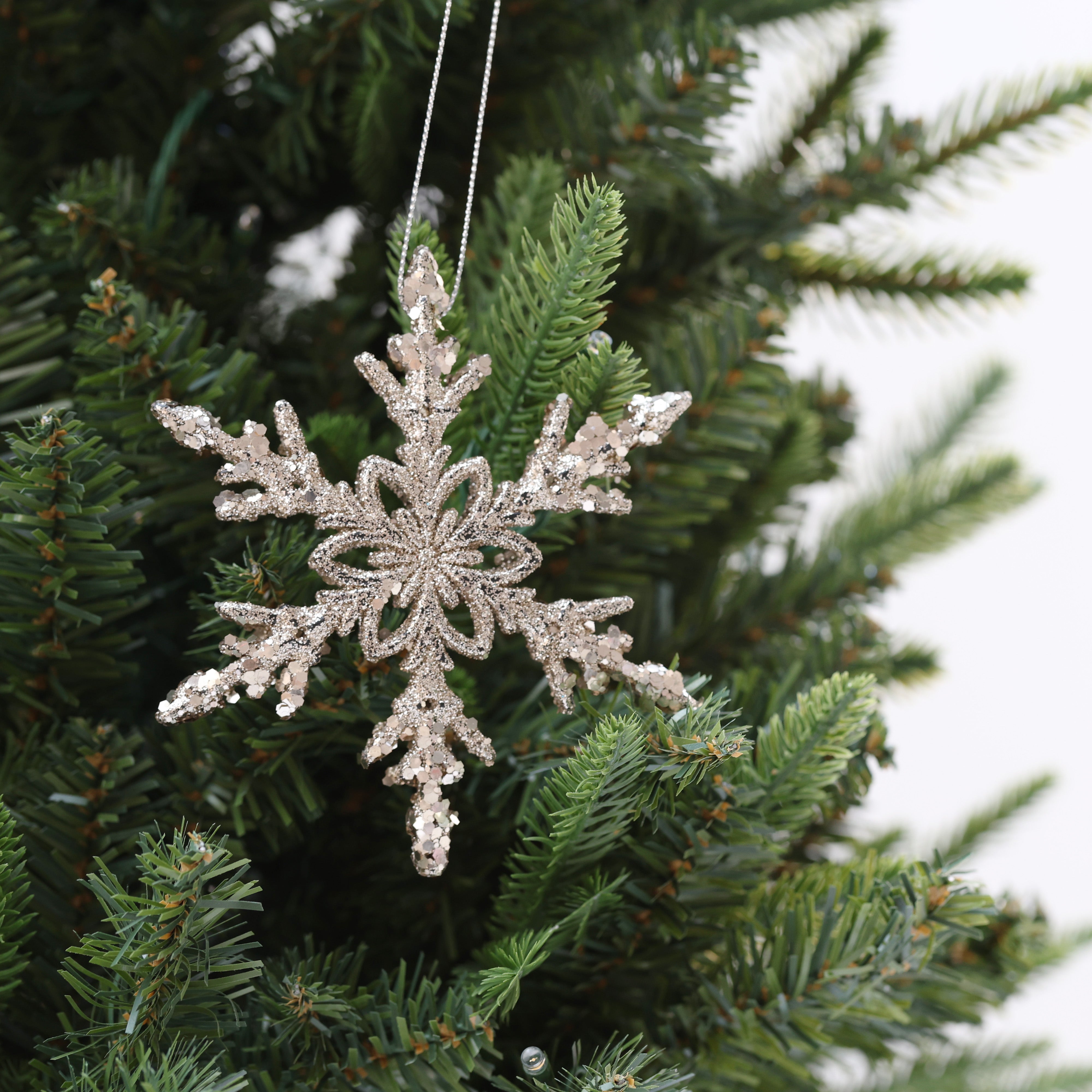 12cm Shatterproof Glitter Snowflake Ornament 03501