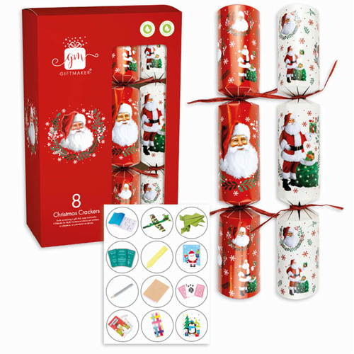 8PCS 12" Traditional Santa Claus Christmas Crackers CRK1206-005RD