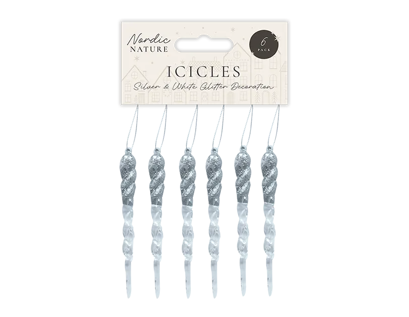 13cm 6pcs Shatterproof Glitter Icicles Ornament