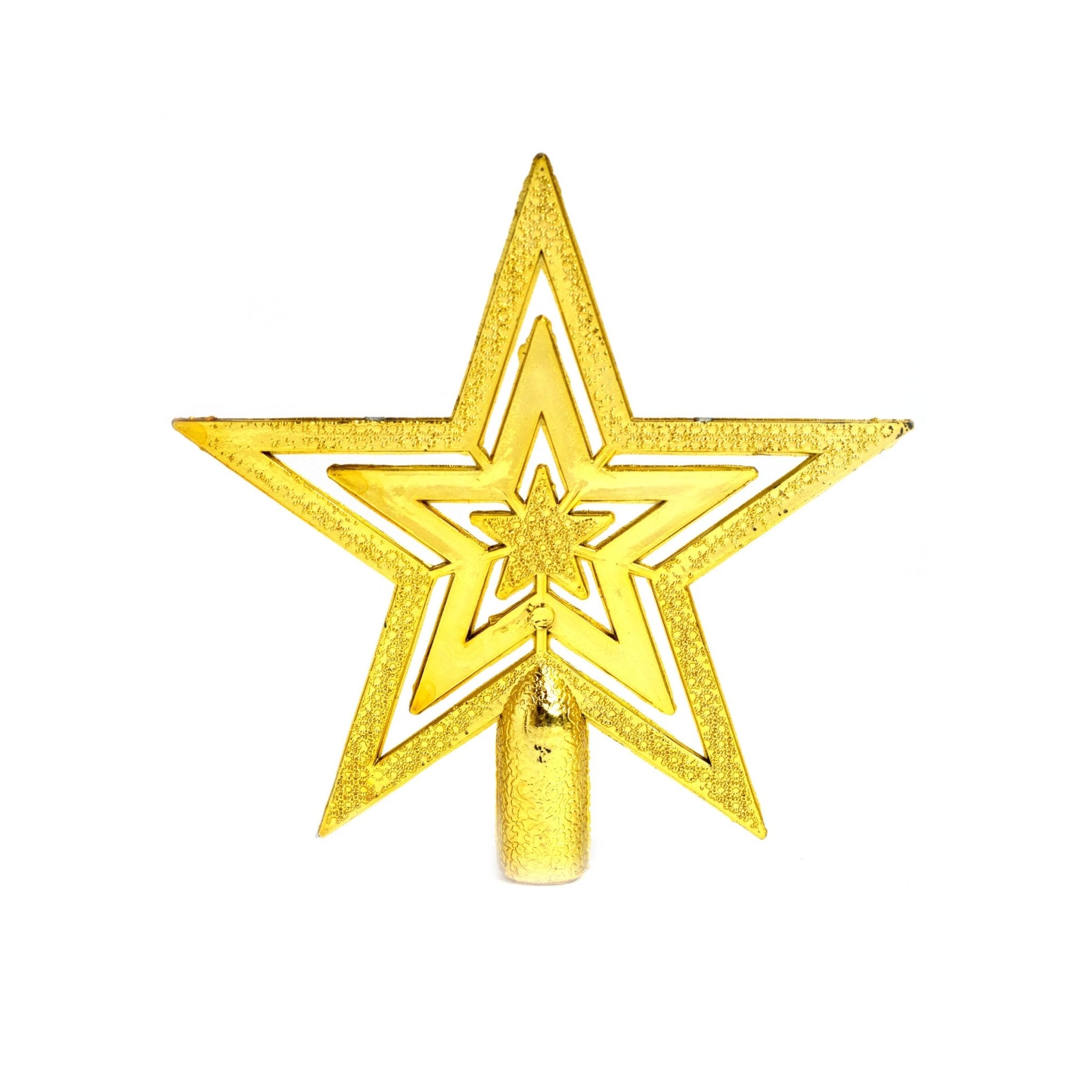 10cm 5 Pointed Star Tree Topper Gold - MODA FLORA Santa's Workshop