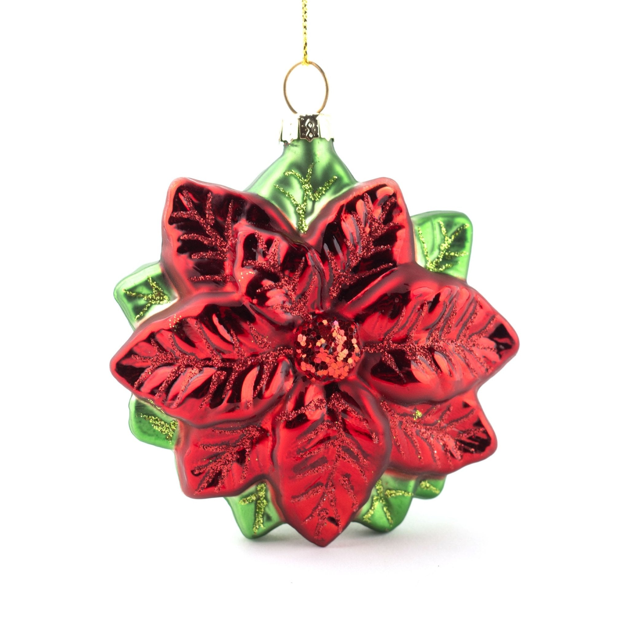 10cm Poinsettia Glass Ornament OGS027 - MODA FLORA Santa's Workshop