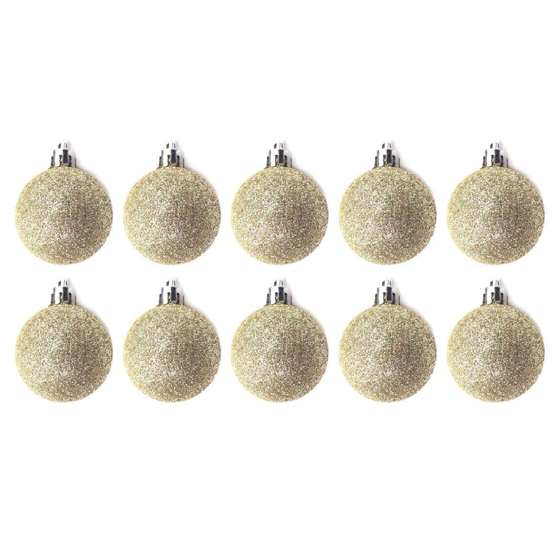 10pcs 4cm Christmas Shatterproof Ornament Glitter Gold - MODA FLORA Santa's Workshop