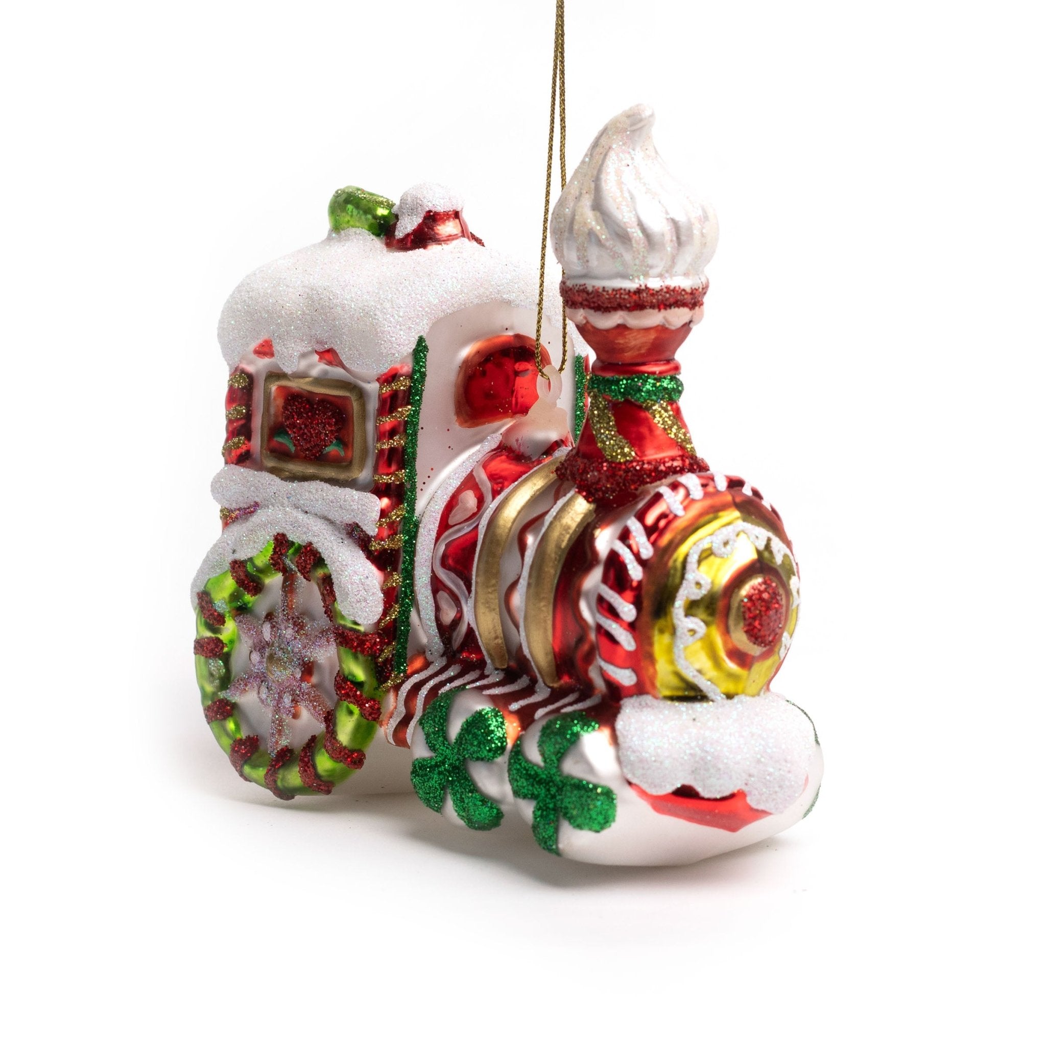 11.5cm Candy Cane Train Glass Ornament OGS013 - MODA FLORA Santa's Workshop