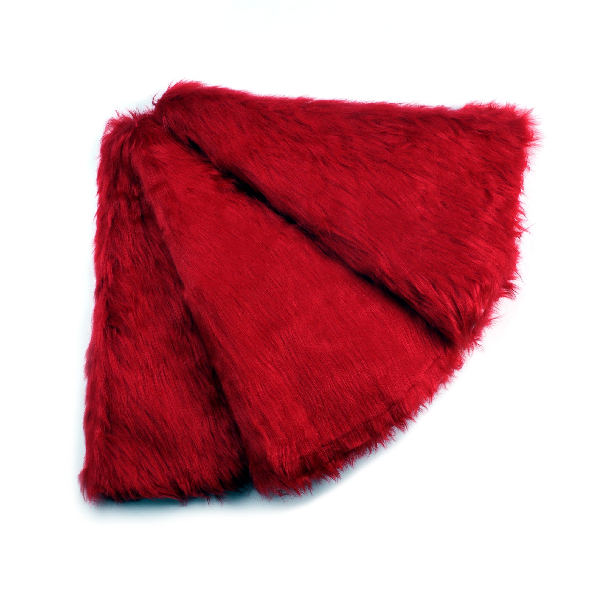 120cm Faux Fur Christmas Tree Skirt Red 120002 - MODA FLORA Santa's Workshop