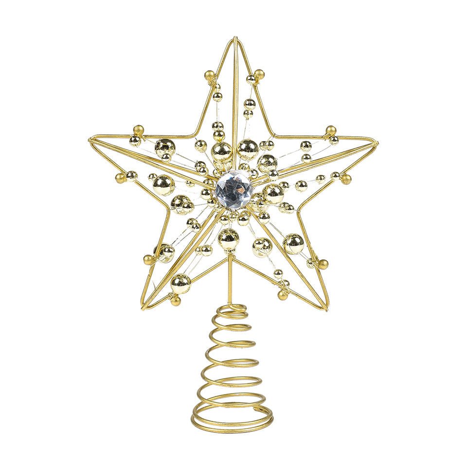 13.5cm 5 Pointed Star Tree Topper Gold - MODA FLORA Santa's Workshop