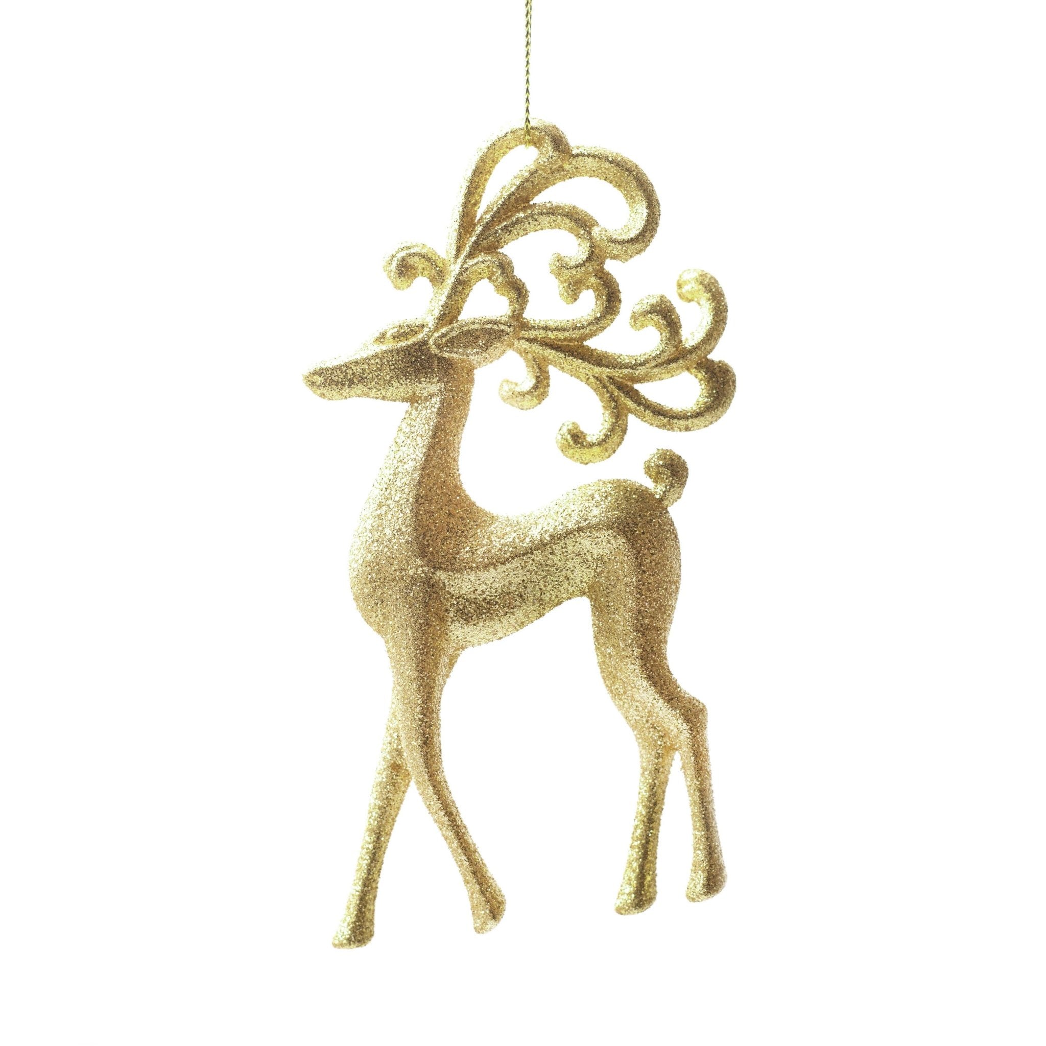 14cm Gold Reindeer Shatterproof Ornaments 01001 - MODA FLORA Santa's Workshop