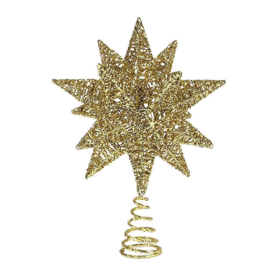 20.5cm 3D Star Tree Topper Gold - MODA FLORA Santa's Workshop
