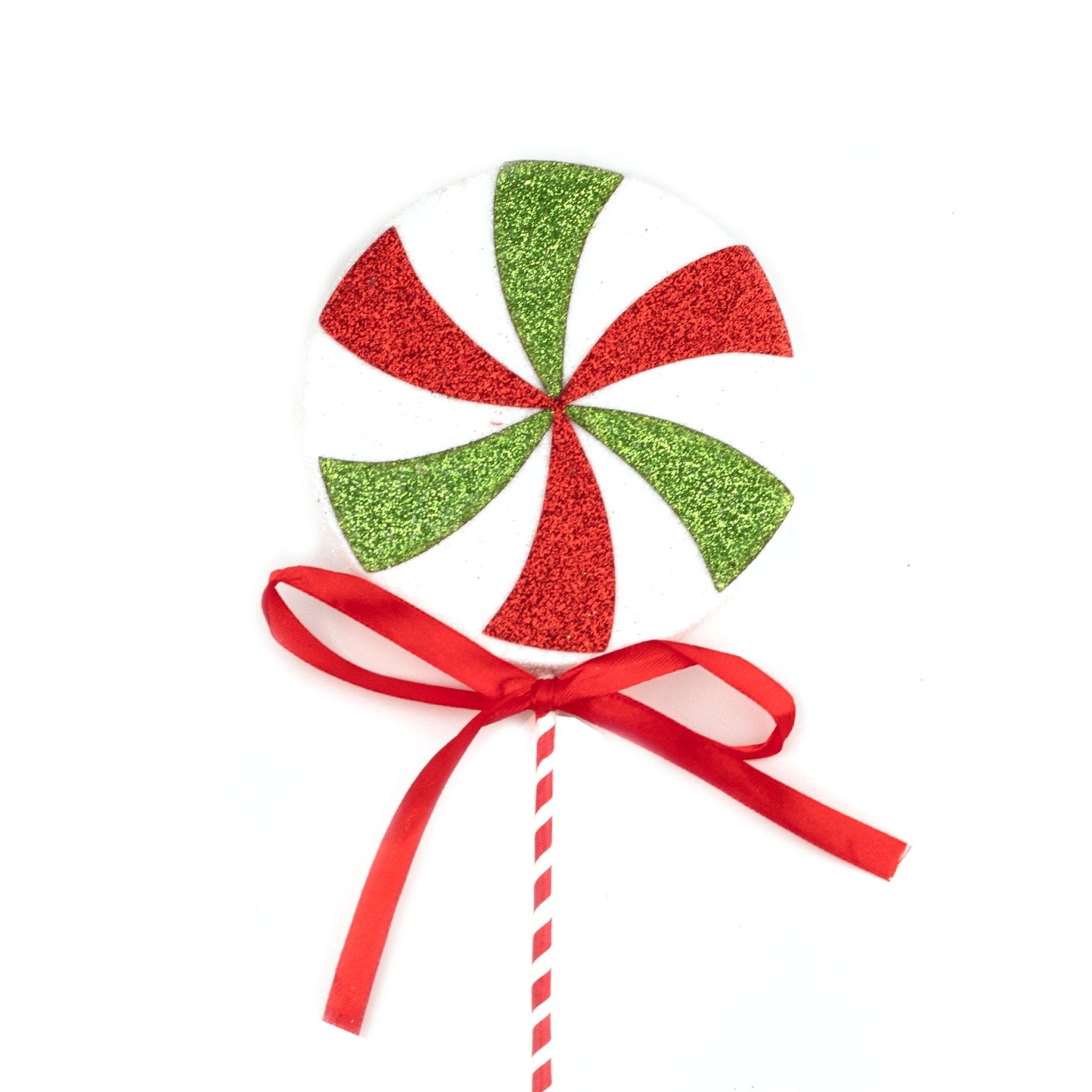 43cm Glittered Red Green White Candy Pick 01301 - MODA FLORA Santa's Workshop