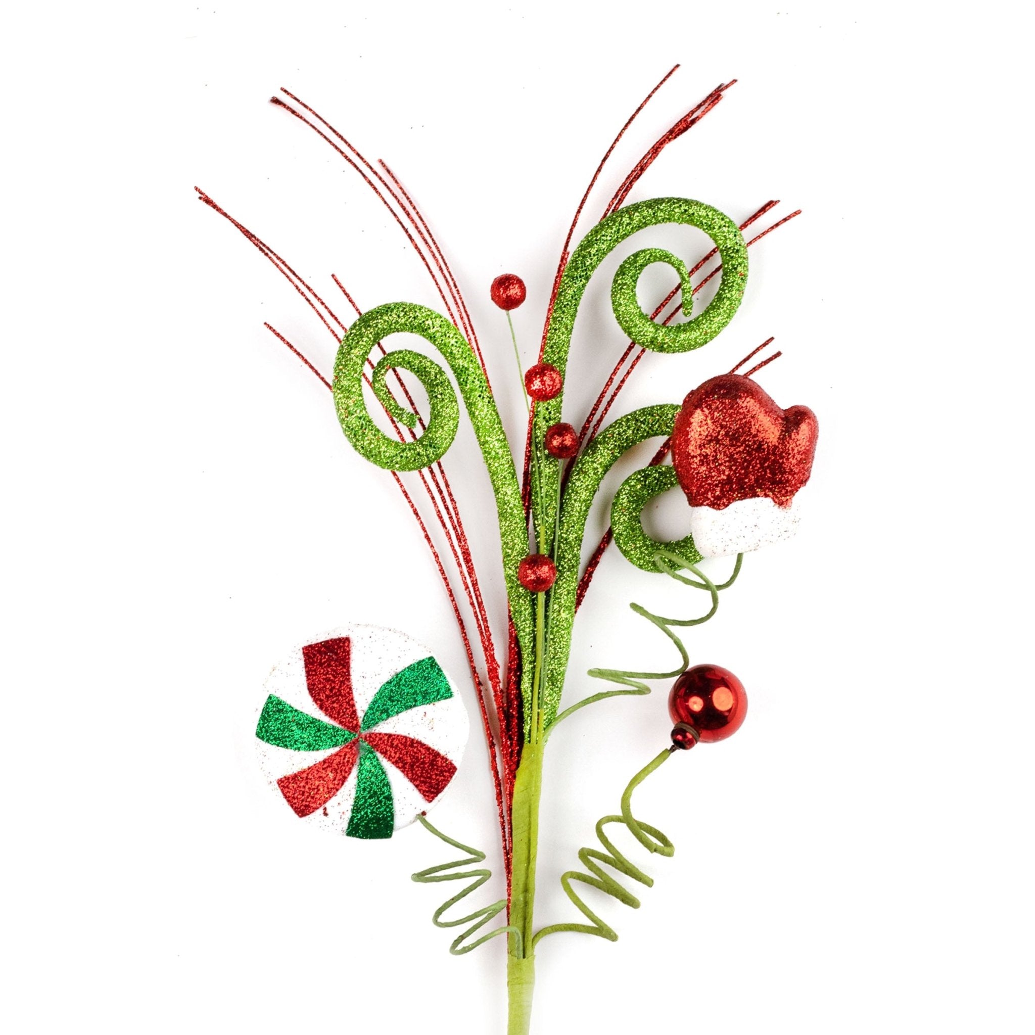 51cm Red Green Spiral Candy Pick 01401 - MODA FLORA Santa's Workshop