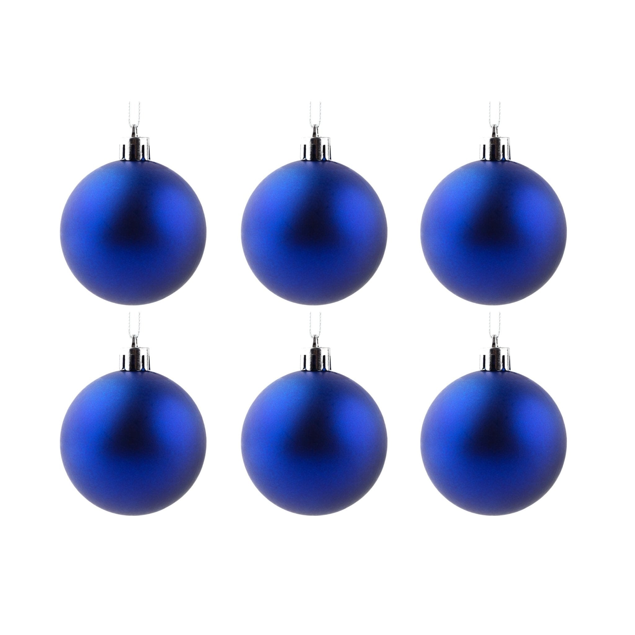 6pcs 6cm Matt Blue Shatterproof Ornaments 06006002 - MODA FLORA Santa's Workshop