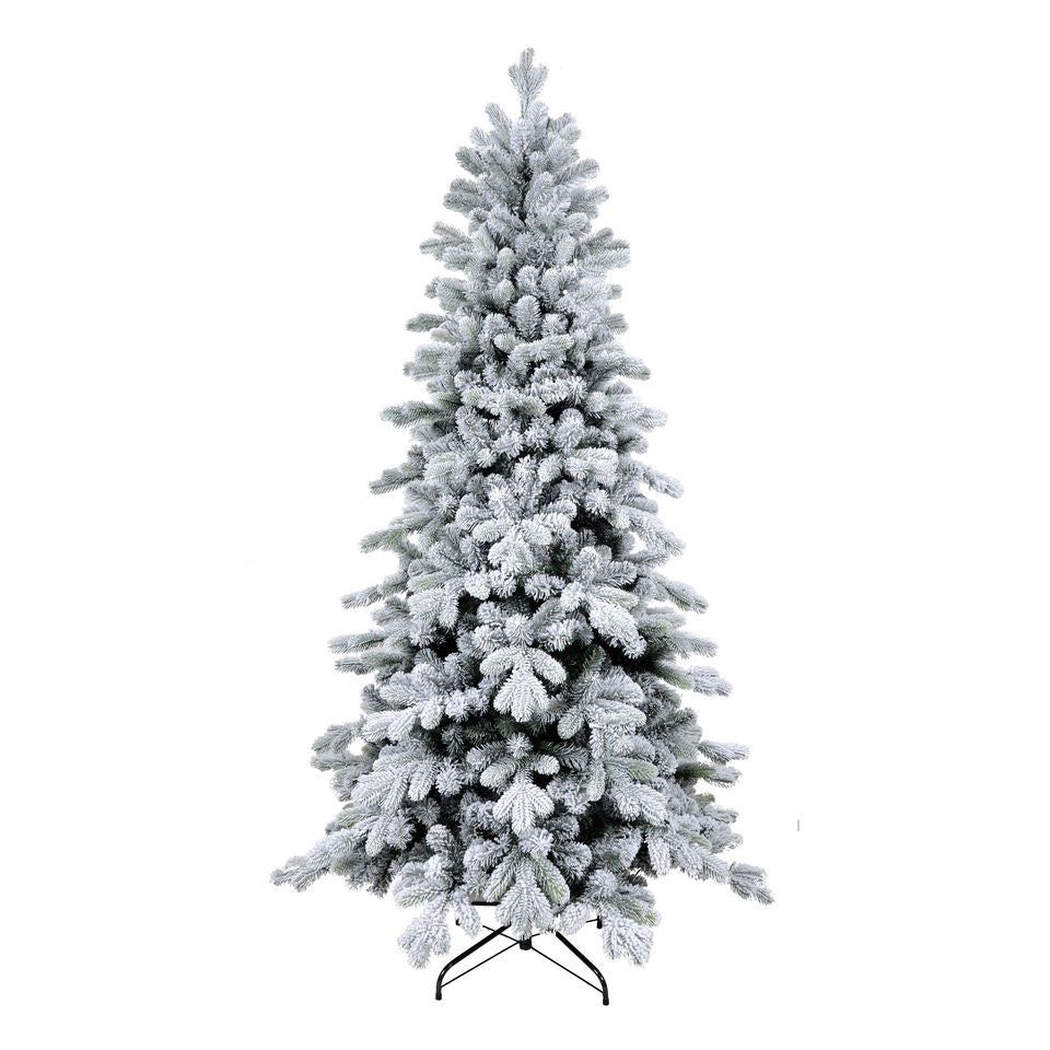 7Ft Premium Quality Artificial Slim Flocked Christmas Tree KU7 - MODA FLORA Santa's Workshop
