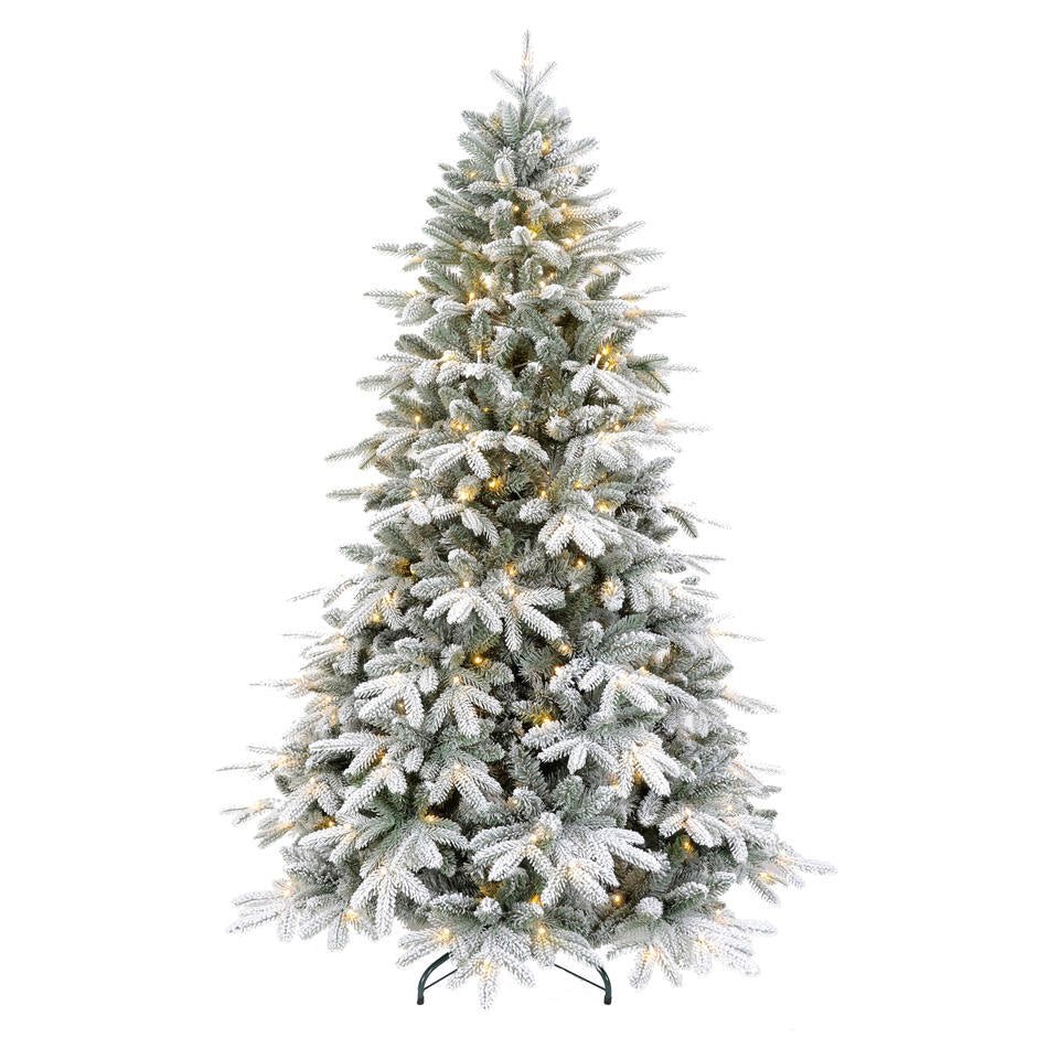 7Ft Premium Quality FLOCKED Artificial Christmas Tree Christmas Tree with 370 lights FPDCL7 - MODA FLORA Santa's Workshop
