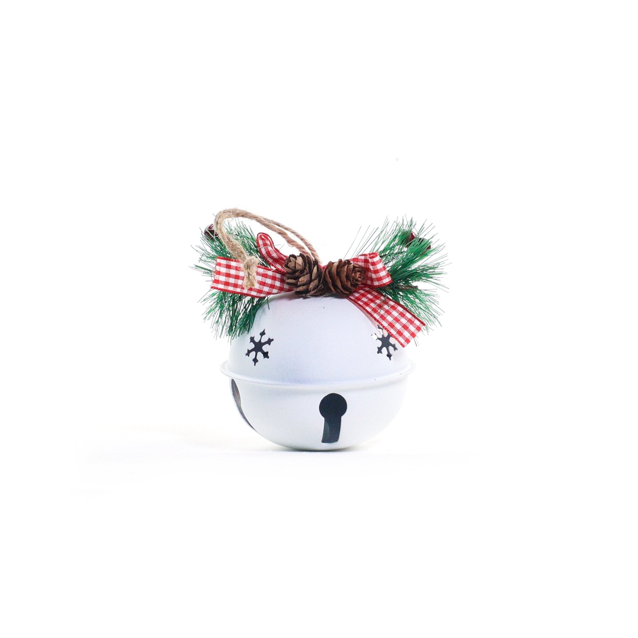 9cm Rustic Jingle Bell Metal Ornament - MODA FLORA Santa's Workshop