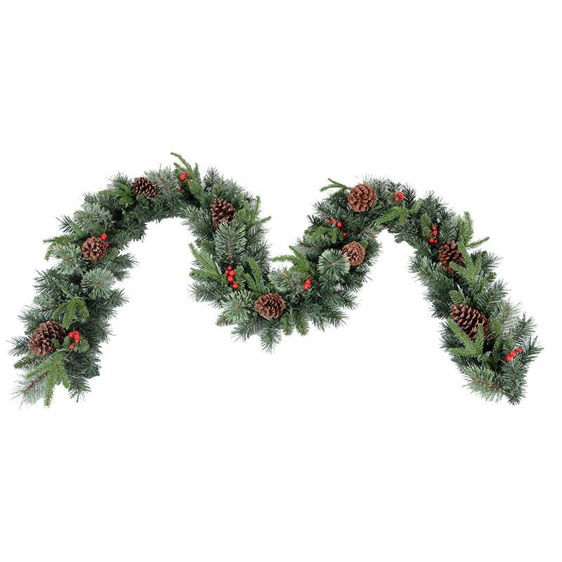 9Ft x 40cm 240 branches Decorated Christmas Garland PW940 - MODA FLORA Santa's Workshop