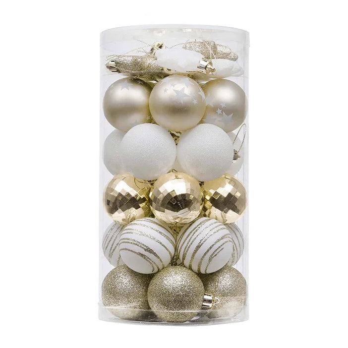 30pcs 5-6cm Glam Shatterproof gold white Christmas Ball Ornaments