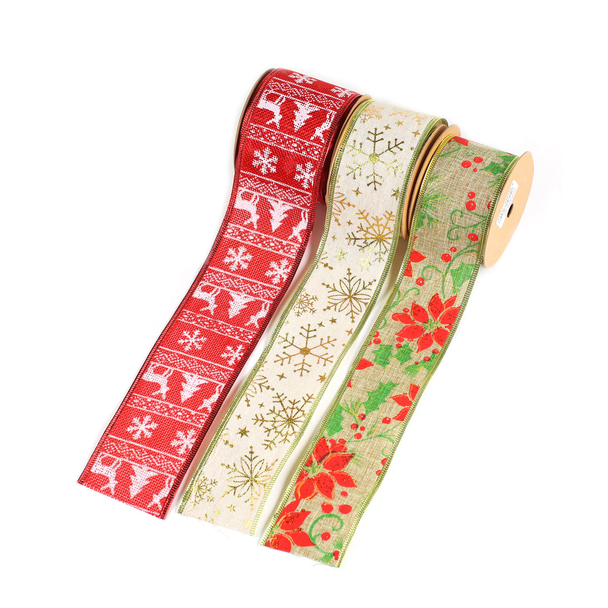60mm Wired Edge Burlap Christmas Ribbon 4.5M