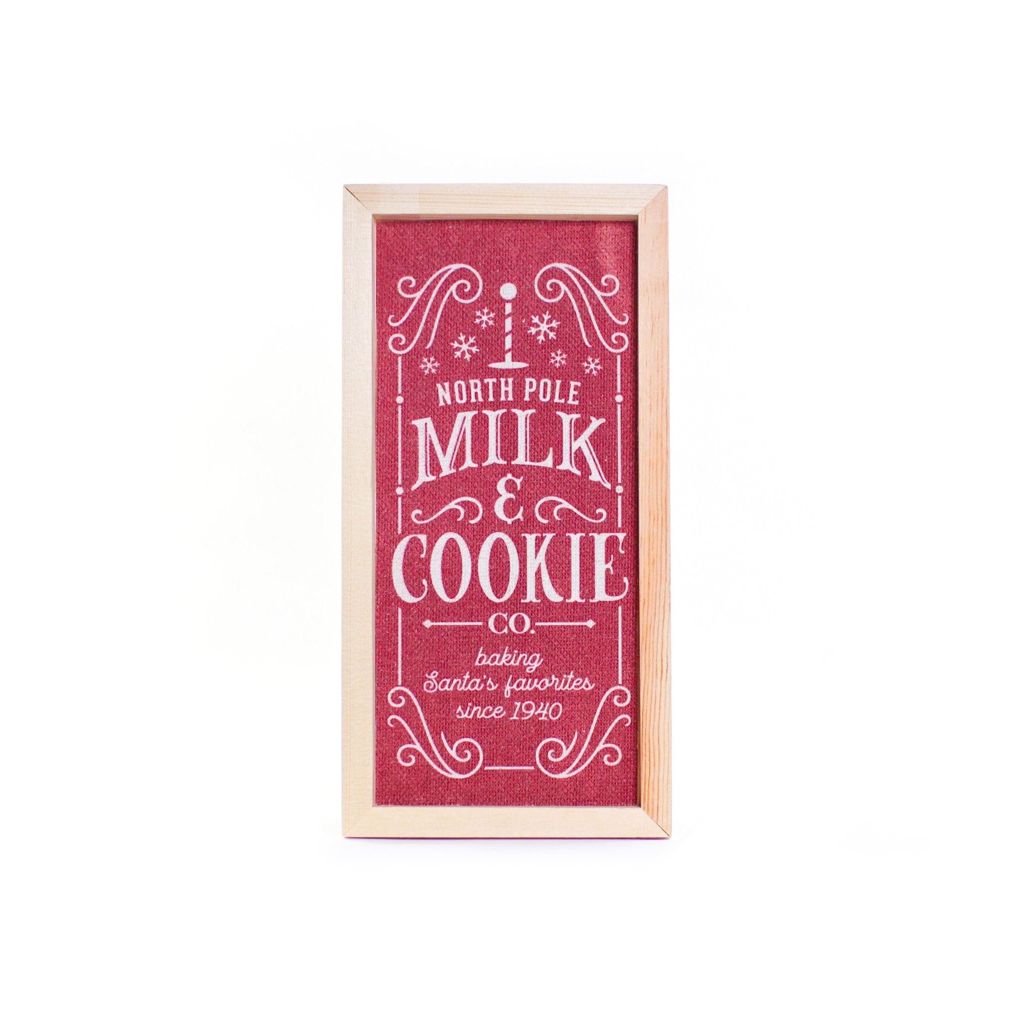 Christmas Sign Milk & Cookies 15x30cm - MODA FLORA Santa's Workshop