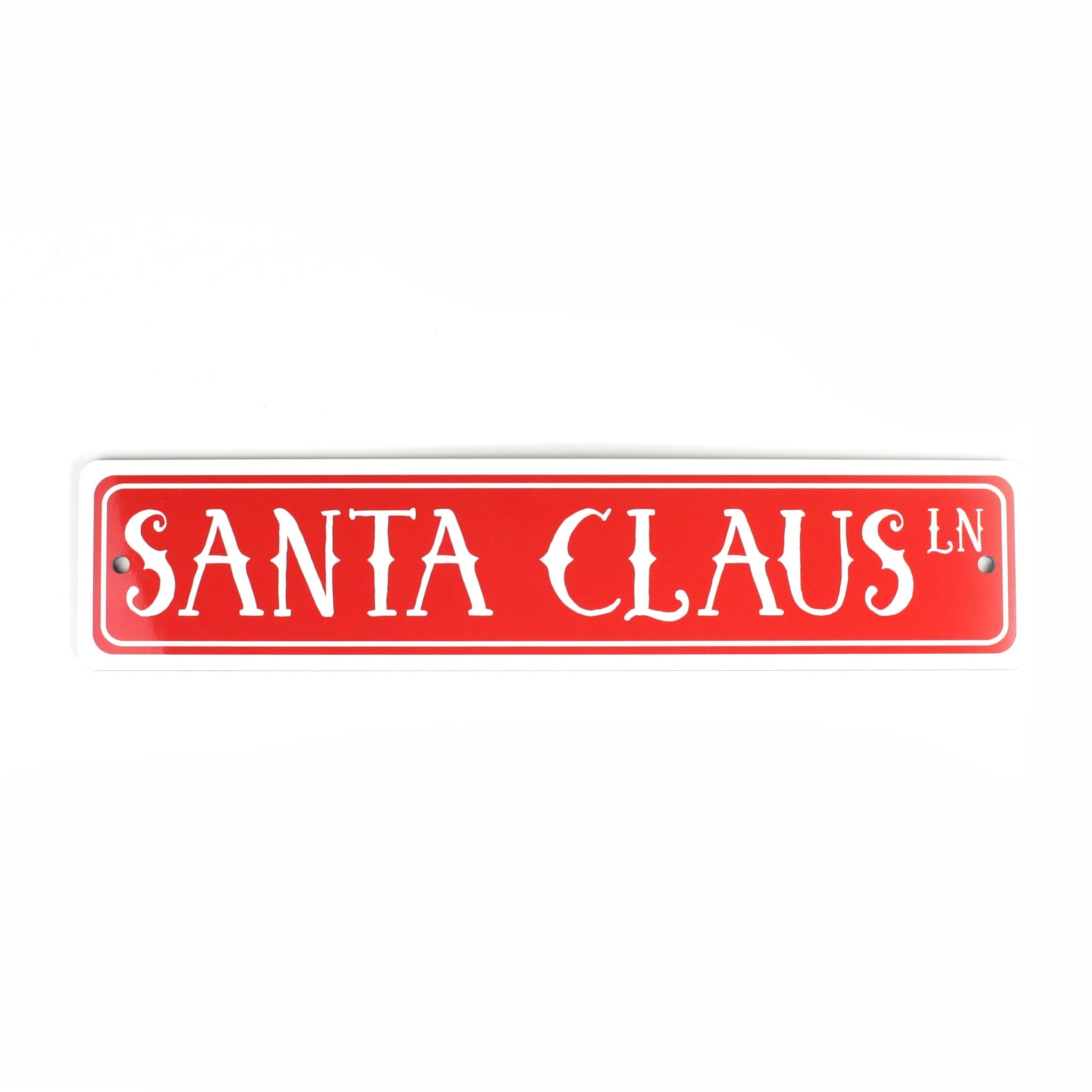 Christmas Sign Santa Claus Lane Street Sign 10x45cm - MODA FLORA Santa's Workshop