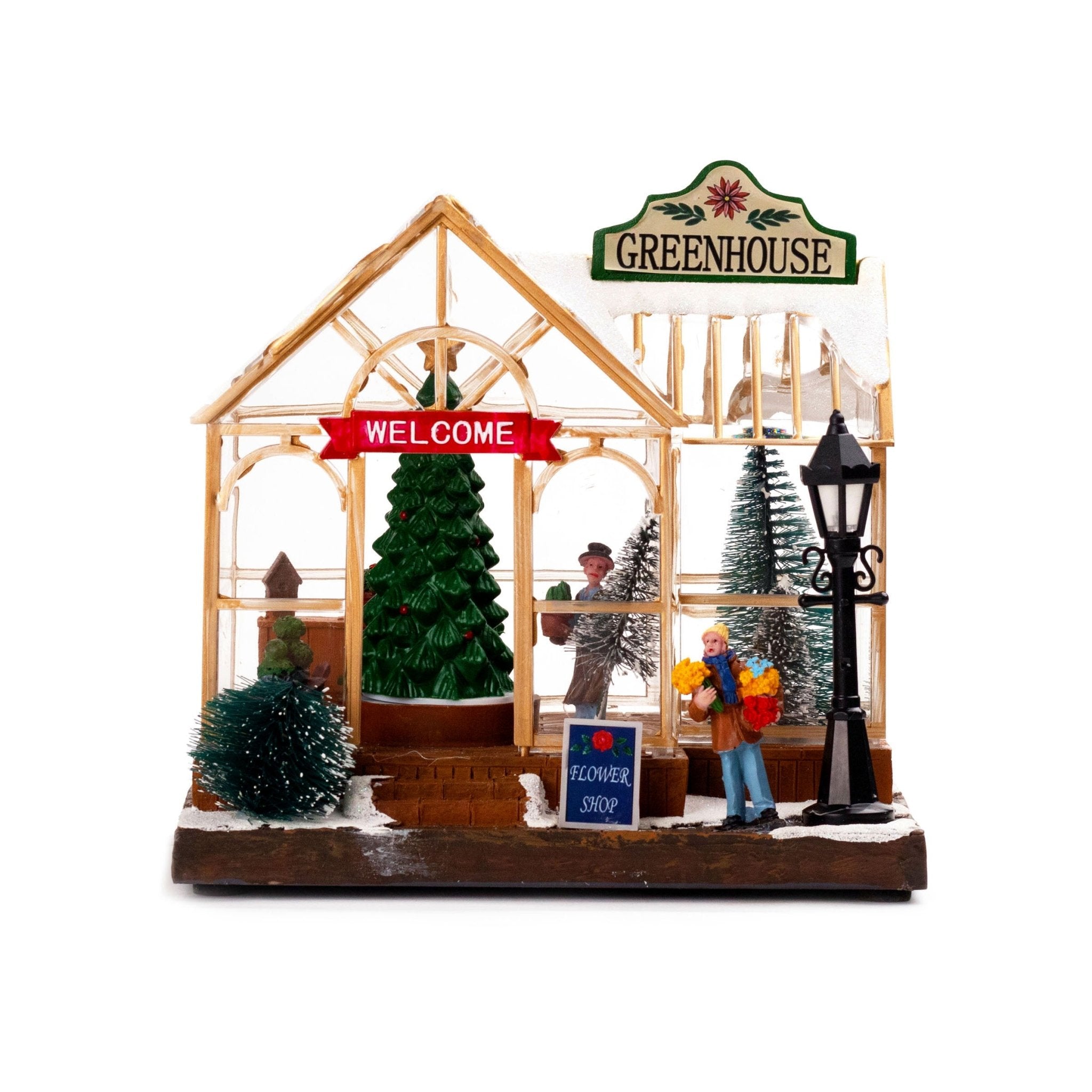 Musical Christmas Tree Shop with Rotating Christmas Tree CVL005 - MODA FLORA Santa's Workshop