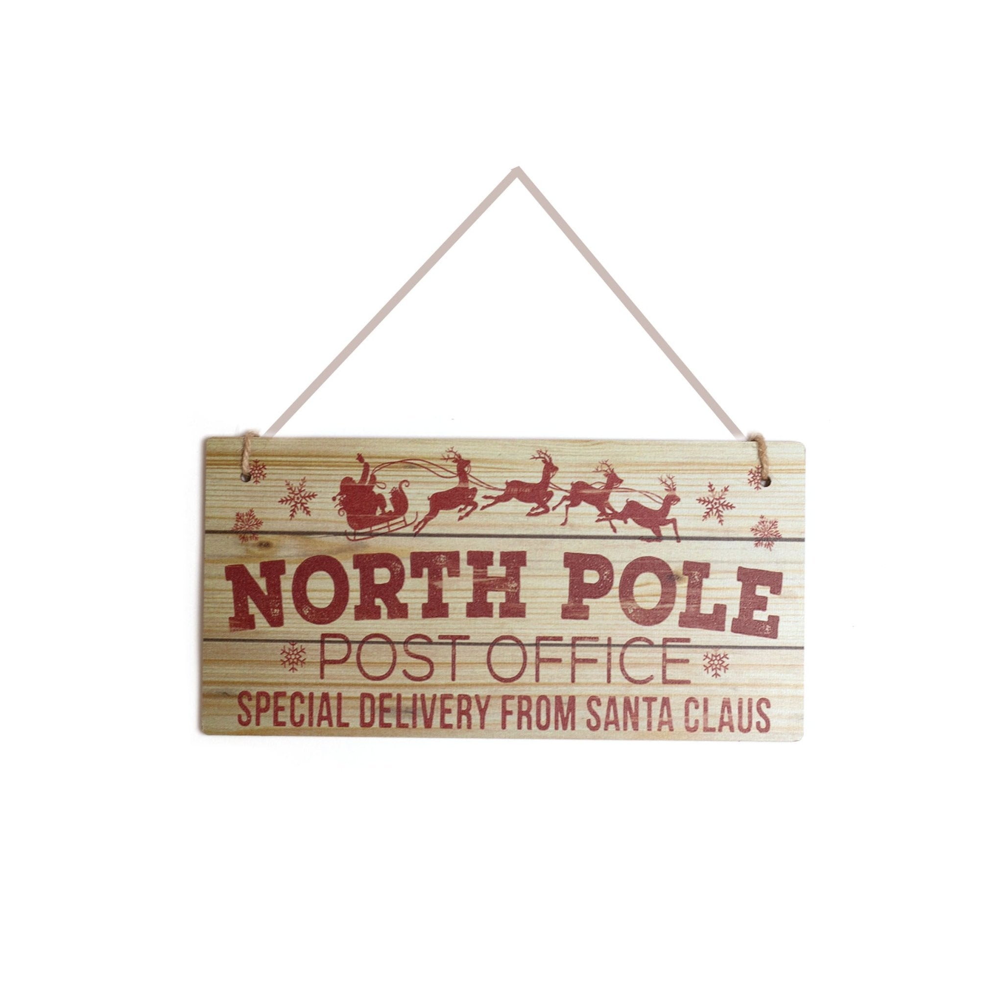 North Pole Post Office Wooden Sign 10x20cm 1020001 - MODA FLORA Santa's Workshop