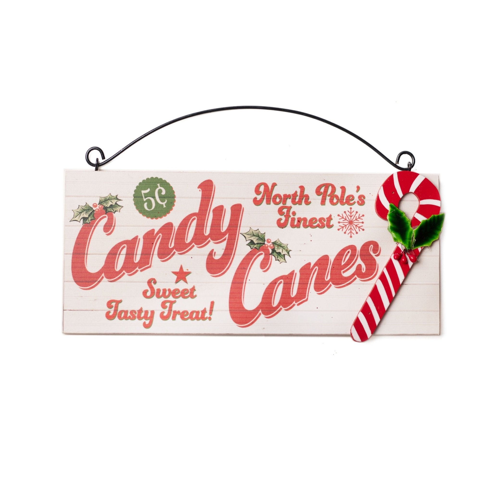 North Poles Finest Candy Cane Sign 8x18cm 0818006 - MODA FLORA Santa's Workshop
