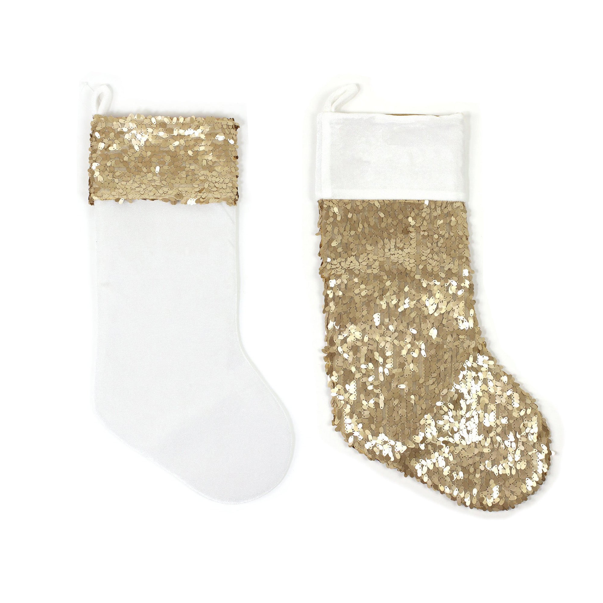 Personalised Christmas Stocking Gold 1pc - MODA FLORA Santa's Workshop