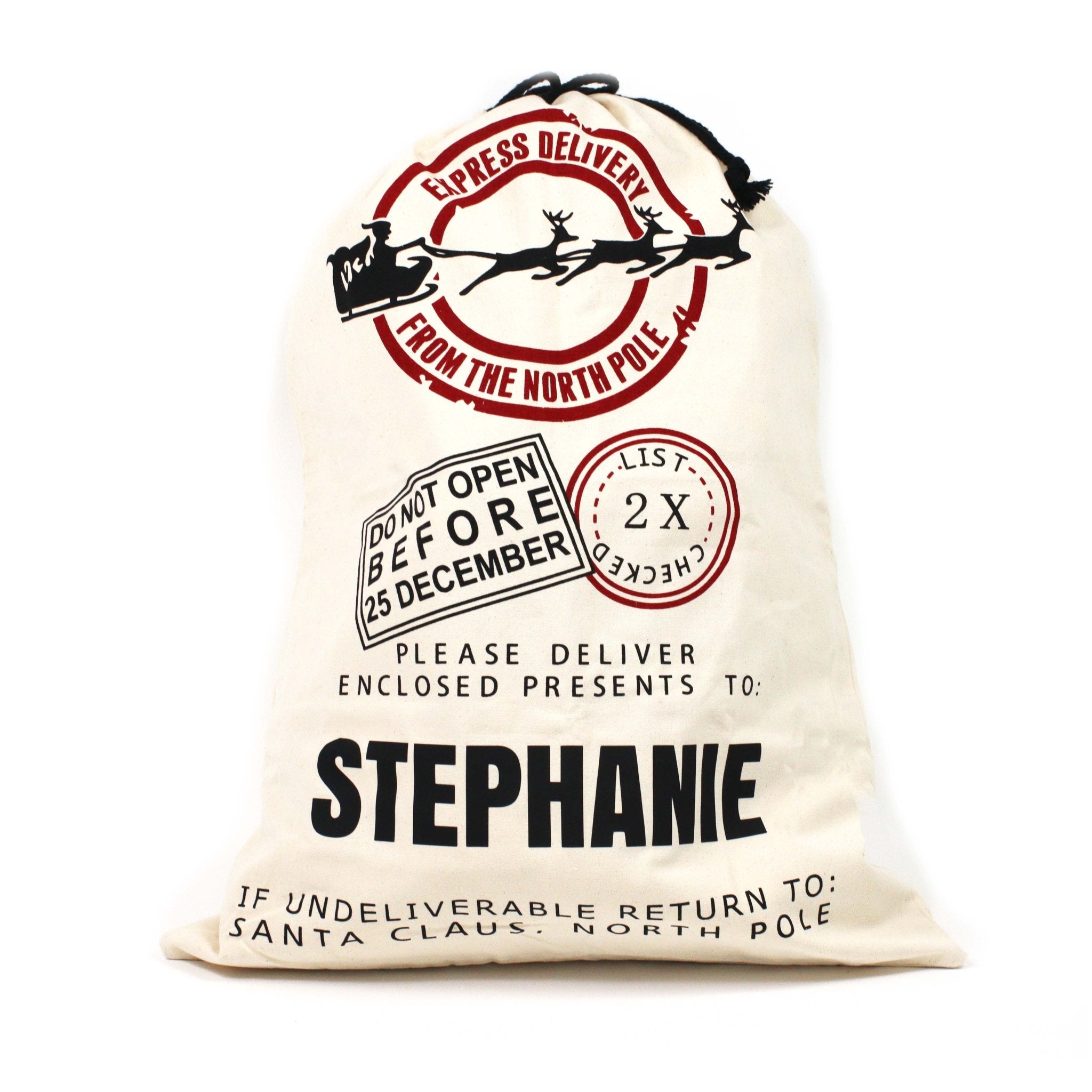 Personalised Express Delivery Sleigh Santa Sack SAC004 - MODA FLORA Santa's Workshop