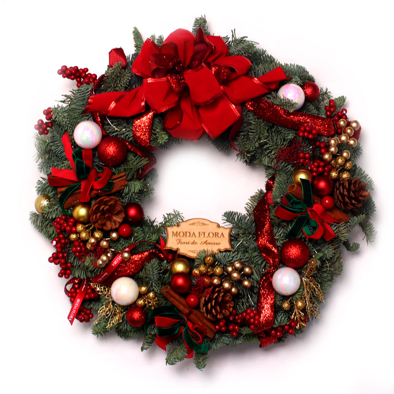 30/40/50cm Fresh Christmas Wreath Red 2022 with lights