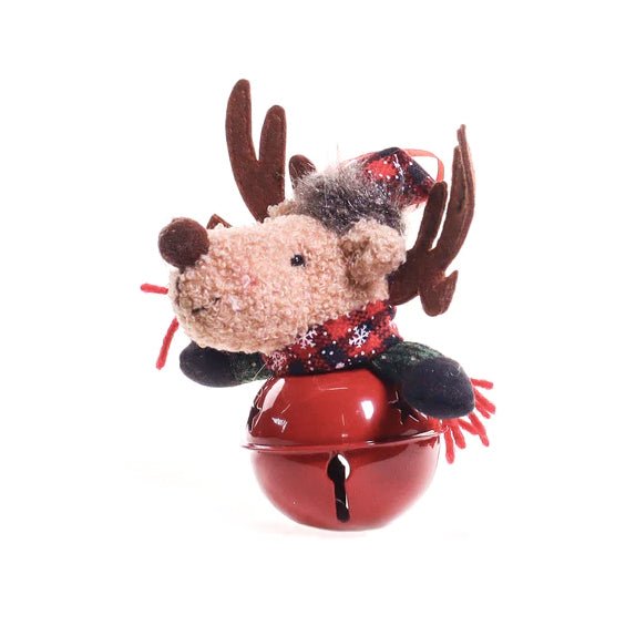 Reindeer Christmas Tree Ornament with Metal bell Red - MODA FLORA Santa's Workshop