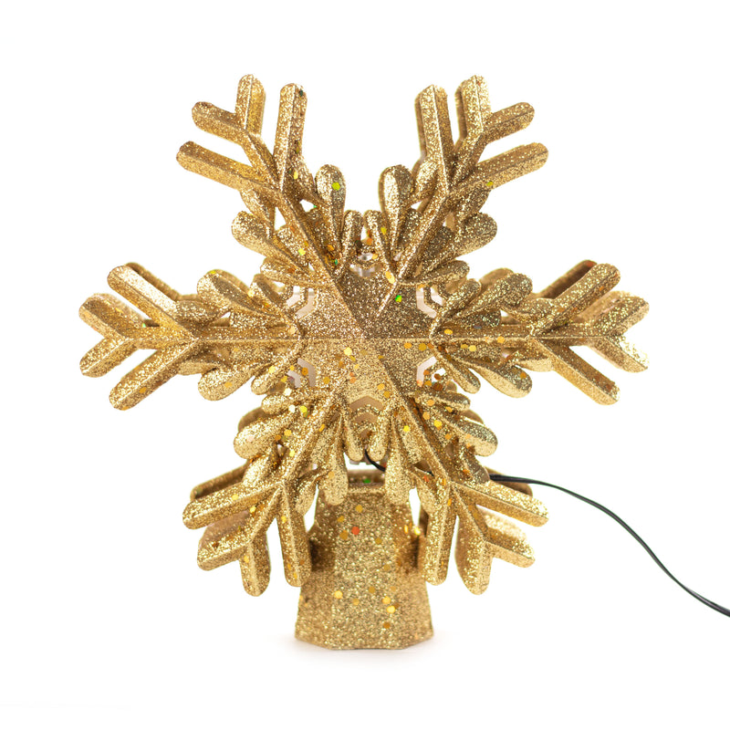 21.5cm LED Projector Snowflake Tree Topper Gold